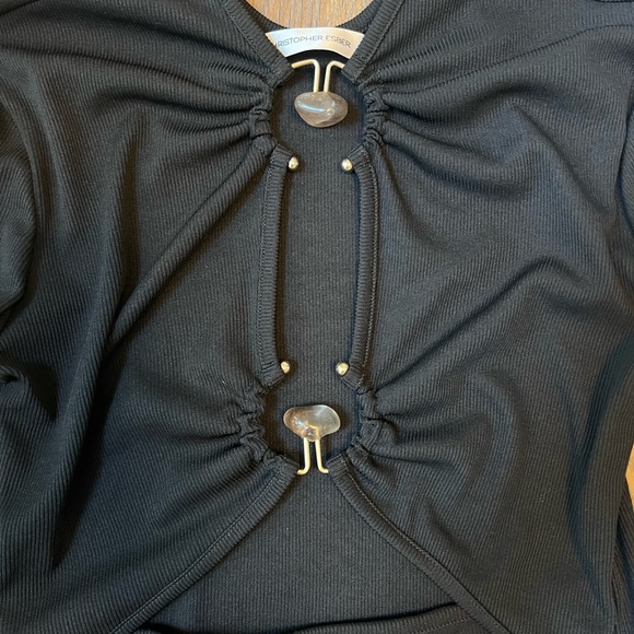 Christopher Esber Black Long Sleeve Cut Out Blouse - Picture 3 of 7